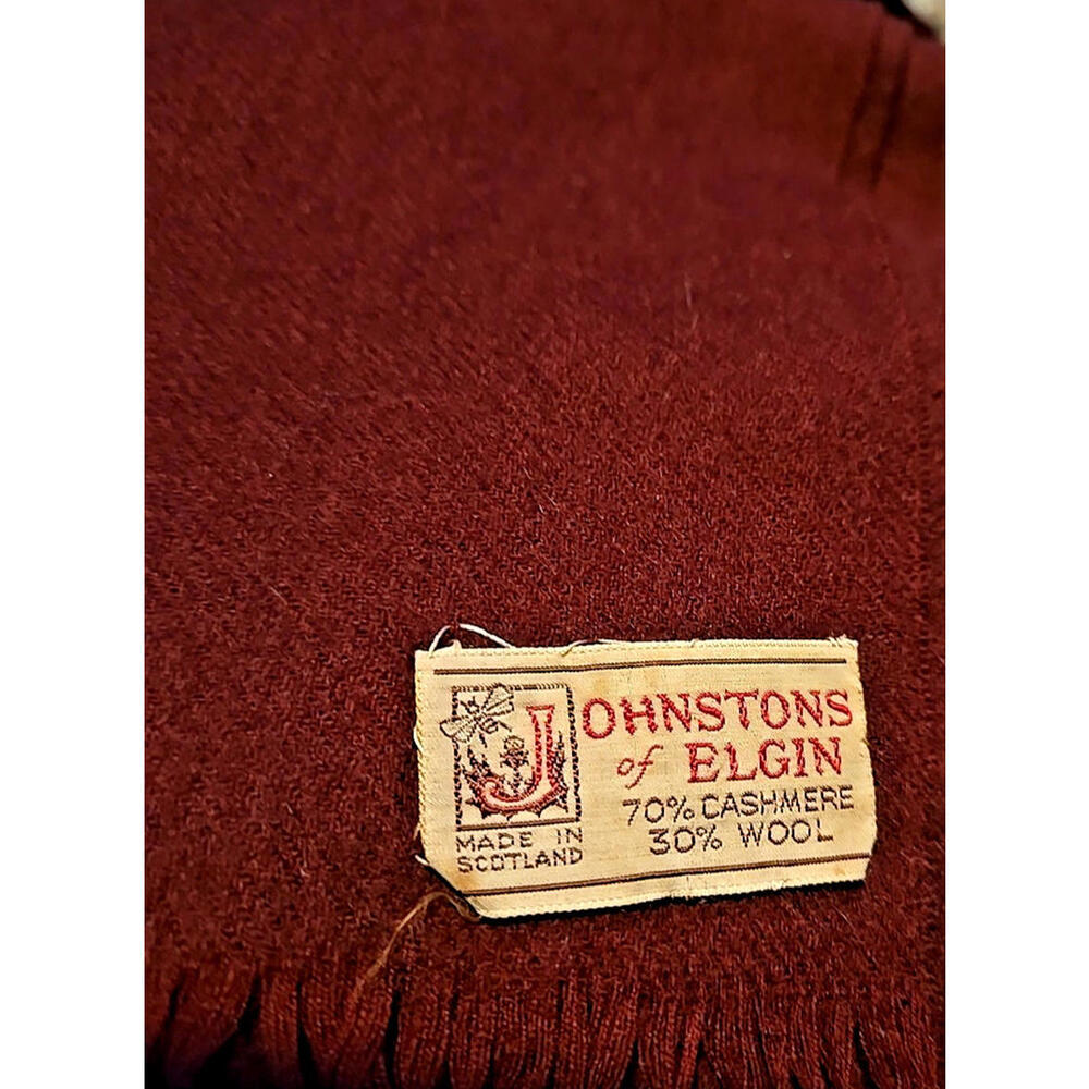 Johnstons Of Elgin Scarf Muffler Wrap Cashmere Wool Maroon Red 52"x 12" - Picture 2 of 6